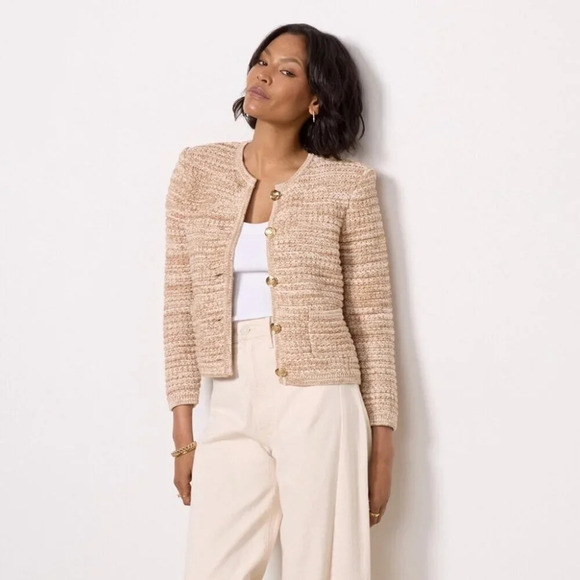 ba&sh Sweaters - NEW Ba&sh  Bash Guspa Cardigan Jacket in Beige Tan Tweed | size 2 / M